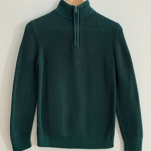 The Children's Place Boys 1/4 Zip Knit Sherpa Lined Collar Sweater - Green - L - Picture 1 of 8
